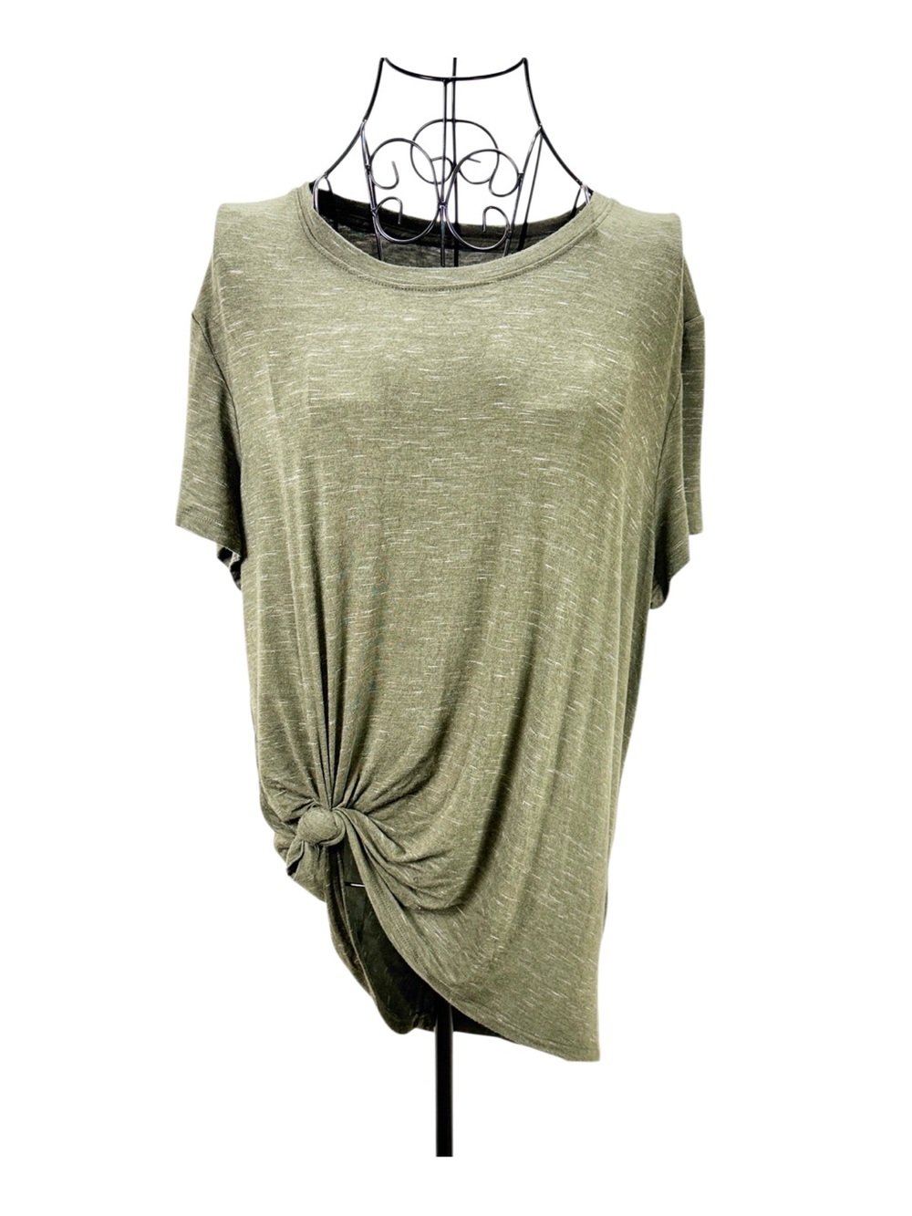 Avia Olive Green Short Sleeve Side-Knot Tunic